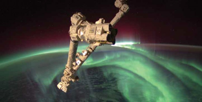 Photo of aurora from space. 